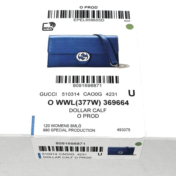 SOLD! NEW GUCCI Interlocking GG Blue Leather Crossbody Wallet On Chain Bag - Picture 15 of 15